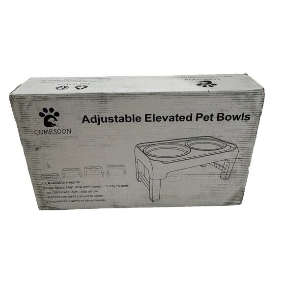 Elevated Dog Bowls Black‎ Adjustable Raised Stand 4 Heights Spill Proof Pet - Picture 1 of 11